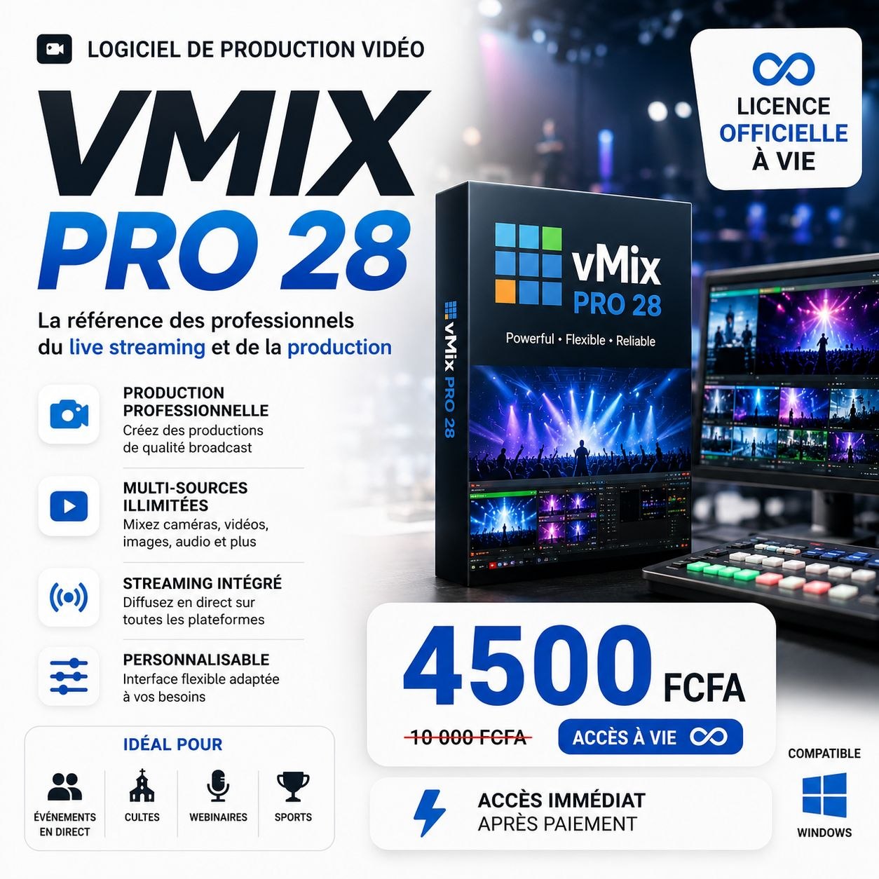 vMIX PRO 28 – Logiciel de Production