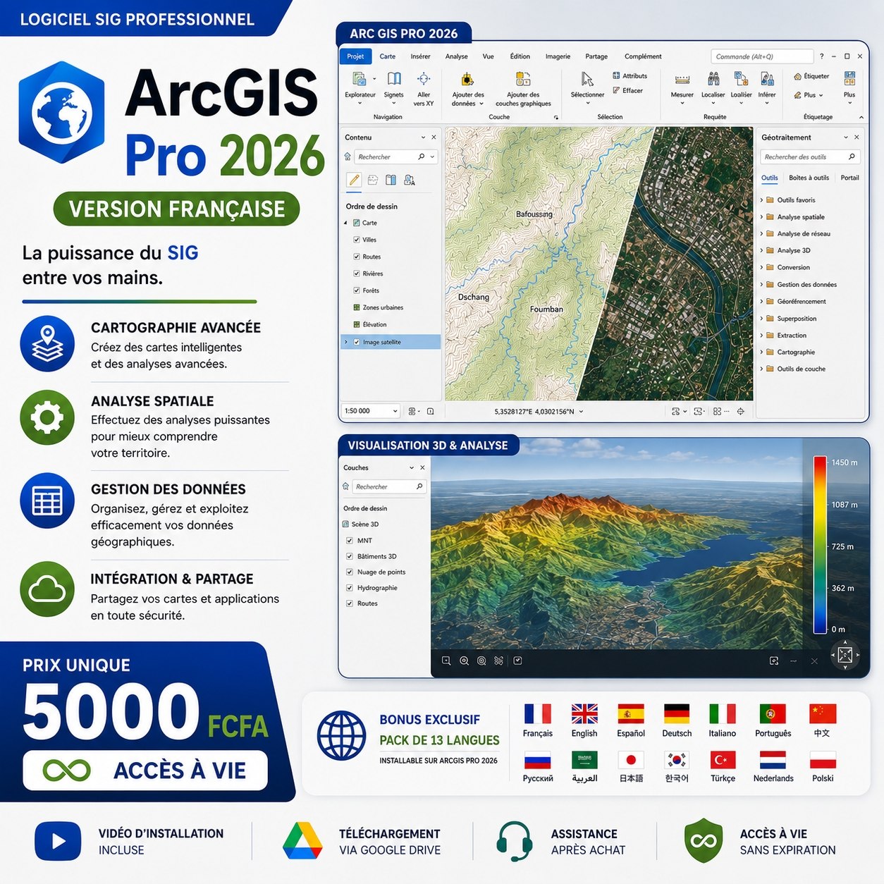 ARCGIS PRO 2026 VERSION FRANÇAISE + BONUS